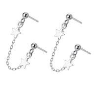 TEHAUX Boucles d'Oreilles Doubles en Argenté 925 Chaîne et Pendentif Étoile Boucles d'Oreilles pour Deux Trous Bijoux Pendants pour Femmes Style pour Usage Quotidien
