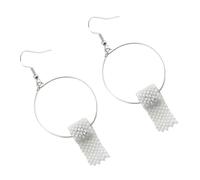 TEHAUX Boucles D'oreilles en Papier Roulé 3d Argenté avec Pendentif Perle, Créatives et Décoratives, sans Décoloration, pour Femmes, Port Quotidien et Sorties Entre Amies