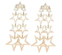 TEHAUX Boucles d'Oreilles Longues Étoiles en Alliage Doré Puces d'Oreilles pour Femmes Bijoux Délicats d'Étoile Accessoires Élégants pour Usage Quotidien et Occasions Spéciales