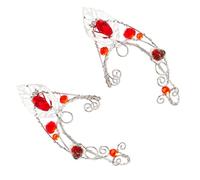 TEHAUX Boucles D'oreilles Manchette Rétro Rouge en Cuivre pour Femme, Design sans Piercing, Élégantes et Créatives, Port Quotidien ou Costume Halloween