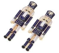 TEHAUX Boucles d'Oreilles Pendantes Casse-Noisette Vintage en Alliage Noir et Blanc Bijoux de Noël pour Femmes Ornement Mignon de Petits Soldats Finition Émaillée Brillante