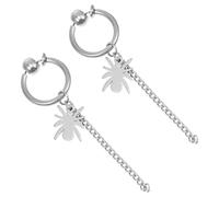 TEHAUX Boucles D'oreilles Pendantes en Acier Titane 2 Pièces, Décorations D'oreilles à Chaîne Argentées Motif Araignée, Boucles D'oreilles Chics pour Usage Quotidien et Présent Femme