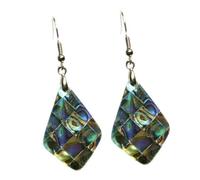 TEHAUX Boucles d'Oreilles Pendantes en Coquille d'Ormeau Angulaire 1 Paire Alliage Naturel Couleurs Assorties Bijoux pour Femme et Jeune Fille pour Sorties et Occasions