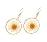 TEHAUX Boucles d'Oreilles Pendantes en Véritables Fleurs Séchées Tournesol Légères et Naturelles 1 Paire pour Femmes Bijoux Décoratifs pour Fêtes Mariages et Usage Quotidien