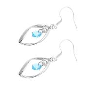 TEHAUX Boucles d'Oreilles Pendantes Longues en Argent Sterling S925 Pendentif en Cristal Scintillant Bleu Lac Crochets Hypoallergéniques pour Occasions Festives et Anniversaires