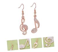 TEHAUX Boucles D'oreilles Pendentives Créatives En Alliage Rose, Notes De Musique, Pour Femme, Bijou Élégant De Soirée, Légères Et Décoratives