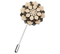 TEHAUX Boutonnière en Bois pour Homme, Épingle de Revers de Fleur Artisanale, Décor Costume Classique, Insigne Élégant pour Veste, Accessoire Mode Masculin, Présent Original