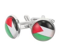 TEHAUX Boutons de Manchette Drapeau Palestinien Homme 1 Paire Acier Solide Finition Noire pour Chemises et Costumes Formels Accessoire Élégant pour Événements et Tenue Quotidienne