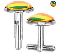 TEHAUX Boutons de Manchette pour Hommes en Métal Argenté Motif Arc-en-Ciel Paire Unique de Bijoux de Costume Accessoires Élégants pour Chemises Formelles et Occasions Spéciales