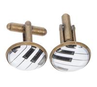 TEHAUX Boutons de Manchette pour Hommes Lot de 2 Pièces en Métal Couleur Bronze Ancien Motif Piano Rétro Accessoires Vestimentaires Élégants pour Costumes et Chemises pour Occasions