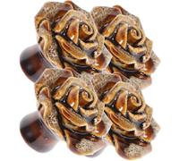 TEHAUX Boutons de Meuble Forme Fleur Délicate, Faciles à Installer 4 Pièces Vintage en Alliage de Zinc et Céramique pour Restauration et Nouveaux Projets de Placard et Garde-robe