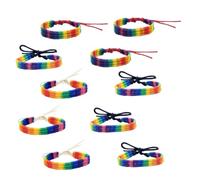 TEHAUX Bracelet Arc-en-ciel Tressé Coloré DIY 10 Pièces en Corde Résistante Unisexe pour Poignet Fierté Lgbtqia Style Casual Style Aléatoire