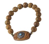 TEHAUX Bracelet de Perles en Bois Vert, Bracelets Esthétiques Naturels, Chapelet en Bois Diy, Unisexe, Bijou pour Femmes, Style Spirituel, Taille Unique