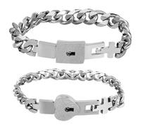TEHAUX Bracelet Jonc Unisexe pour Couple Design Créatif en Acier Inoxydable Couleur Acier Taille Ajustable Présent Anniversaire et Usage Quotidien