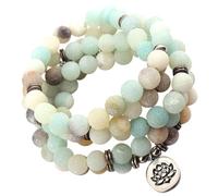 TEHAUX Bracelet Lotus 108 Perles Naturelles 8Mm en Pierre Naturelle Collier et Bracelet Délicat pour Femme Bijoux Accessoires de Mode Léger Sorties Quotidiennes