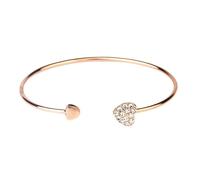 TEHAUX Bracelet Ouvert en Alliage Doré Forme de Cœur Double, Bijou Simple et Élégant pour Femme, Présent D'anniversaire ou Noël