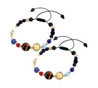 TEHAUX Bracelet Système Solaire Femme Bracelet Planète Étoile Tissé Perles Naturelles Protection Énergétique Unisexe Usage Quotidien Taille Réglable