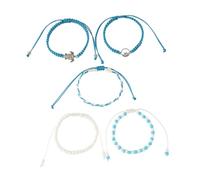 TEHAUX Bracelet Tressé Bohème Tortue Lot de 5 Pièces en Perles de Rocaille Bleu Ciel Bracelet de Cheville Plage pour Femmes et Adolescentes Taille Unique Confortable Style Marine
