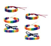 TEHAUX Bracelets Arc-en-ciel Tissés Style Classique Confortables à Porter Lot de 6 Ajustables en Coton pour Hommes et Femmes Lors D'activités de Groupe