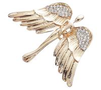 TEHAUX Broche Ailes D’Ange en Alliage de Zinc avec Cristaux Épingle à Revers Dorée pour Vêtements Féminins Accessoires pour Manteaux et Paquet Broche Élégante pour Tenue de Bureau et