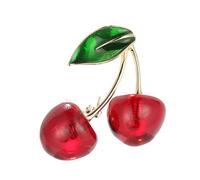 TEHAUX Broche Cerise en Résine Colorée Accessoire de Col pour Femme Épingle à Revers Fruitée Bijou Mode pour Vêtements Présent pour Occasions Spéciales