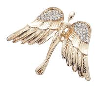 TEHAUX Broche Épingle de Revers Ailes D'ange en Alliage de Zinc avec Cristaux, Solide et Polyvalente, pour Costume et Occasions Diverses, Finition Or Élégante