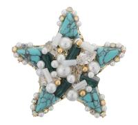TEHAUX Broche Étoile de Mer Élégante Vintage en Perle Naturelle pour Femmes, Accessoire de Col et Foulard, Bijou Décoratif Raffiné pour Robe et Tenue D’été