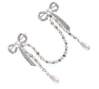 TEHAUX Broche Femme à Chaîne Perle Simulée Élégante, Alliage Brillant, Broche à Vêtements pour Fête et Mariage, Décoration Féminine Sophistiquée Pompon Pendante