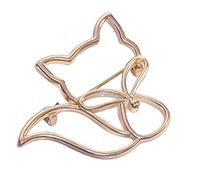 TEHAUX Broche Renard Ajourée en Alliage Doré, Épingle pour Vêtements Femme, Décoration Costume et Chapeau, Accessoire Mode pour Tailleur et Événement, Design Creux Couleur Or Élégant