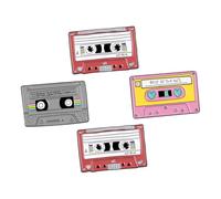 TEHAUX Broche Rétro Dessin Animé Cassette Audio 4 Pièces, Épingle Vintage Métal, Accessoire Mode Femme, Décoration Vêtements Décontractés, Style Unique et Nostalgique Style Aléatoire