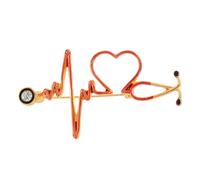 TEHAUX Broche Stéthoscope Électrocardiographique Cœur Créative en Alliage Métal Argenté Unique Femme Fête Cosplay Noël Élégante Badge