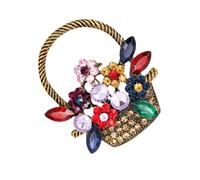 TEHAUX Broche Vintage Panier de Fleurs avec Cristaux en Alliage, Épingle Solide et Décorative, Accessoire Élégant pour Femmes Lors D'anniversaires et Noël