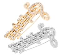 TEHAUX Broches Métal et Notes de Musique Lot de 2 Pièces pour Femmes Épingle de Poitrine Accessoires de Festival et Bijoux de Costume