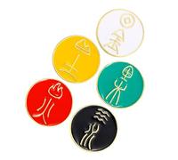 TEHAUX Broches Ornements en Caractères Chinois en Alliage Doré, Lot de 5 Pièces, Épingles Décoratives Unisexes, Accessoires Mode pour Vêtements et Paquet, Symboles Culturels Chinois Cinq