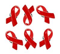 TEHAUX Broches Ruban Rouge Accessoires Décoratifs et Pratiques en Alliage de Zinc Lot de 6 Détails Délicats pour Sensibilisation Vih pour Campagnes de Prévention