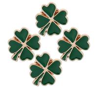 TEHAUX Broches Vintage Trèfle Quatre Feuilles Émail 4 Pièces Vertes pour Femmes Accessoires Mode Jour Saint-Patrick et Anniversaires