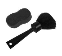 TEHAUX Brosse Douce pour Cou et Visage - Ensemble 2 Pièces Manche Long Noir et Éponge Noire - Brosse Nettoyante pour Salon et Usage Personnel pour Peaux Sensibles et Élimination des