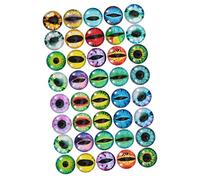 TEHAUX Cabochons Ronds en Verre Œil d'Animal 50Pcs Accessoires de Bijoux DIY 12 MM Autocollants Temporels Bricolage Créatif Artisanat de Décoration