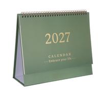 TEHAUX Calendrier de Bureau à Spirale 2027 avec Support, Papier Vert | Feuillets Mensuels, Grands Chiffres et Repères de Date, Section Notes, pour Bureau Scolaire