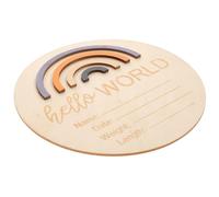 TEHAUX Carte de Naissance Bébé en Bois 15x15 Cm, Panneau Mensuel Coloré Arc-en-Ciel, Cercle Mois Bébé Léger et Résistant pour Annonce Naissance et Photos Souvenirs