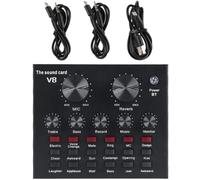 TEHAUX Carte Son Externe et Réglage du Volume Effets Sonores Variés en Métal Noire du Microphone pour Chat Amusant et Diffusion en Direct