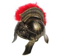 TEHAUX Casque Spartiate Romain pour Adulte Plumet Rouge et Doré, Accessoire Médiéval Léger et Confortable pour Costume Guerrier, Déguisement Chevalier et Événements Cosplay