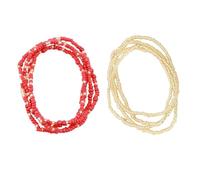 TEHAUX Chaîne de Bikini Double Perles de Taille Chaîne de Plage Rouge Bijoux de Corps pour Femmes Bohème Lot de 2 Pièces Accessoires de Plage