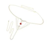 TEHAUX Chaîne de Corps en Cristal Rouge Scintillant Chaîne de Taille pour Femme Accessoire de Corps pour sous-Vêtements pour Soirées en Boîte de Nuit et Danse 1 Pièce