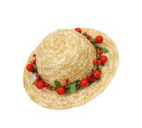TEHAUX Chapeau en Paille Tressée Rouge pour Chiens et Chats, Style Créatif Fleur, Confortable et Doux, pour Port Quotidien et Défilés