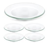 TEHAUX Chauffe-Cire Verre Rond 10 Cm Lot de 5, Bol Chauffe-Huile pour Lampe à Cire Ronde, Compatible avec Fondants Parfumés et Diffuseurs d'Huile Essentielle