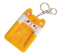 TEHAUX Clip de Support de Carte d'identité Mignon nom Cas Protecteur Titulaires Card Sleeves boites à fiches Guardian Visible Badge Manche Pochettes pour Cartes d'identité Peluche Yellow