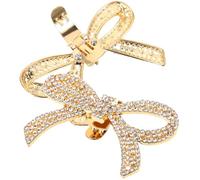 TEHAUX Clips de Chaussures Amovibles en Alliage Doré Strass et Nœud Élégant, Paire de Boucles Décoratives pour Talons Hauts, Accessoires Élégants pour Mariage et Soirées Femme