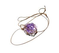 TEHAUX Collier D'améthyste Naturel pour Femme Pendentif Cristal Brut Violet Uruguayen Original Taille 28-38mm Bijou Élégant Présent Mode