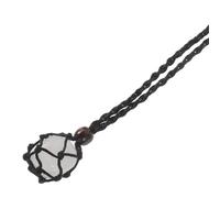TEHAUX Collier en Cristal Naturel Pendentif en Pierre Brute Corde Tissée Réglable Collier Long pour Femme et Homme Accessoire de Mode pour Tenue Quotidienne Bijou Fantaisie Blanc